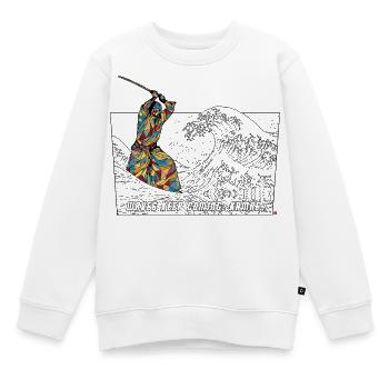 Les vagues continuent d’arriver Kamae Aïkido masculin Iaido Kendo - Sweat Premium enfant bio - blanc - Devant - AI Model Kid Male (0cm)