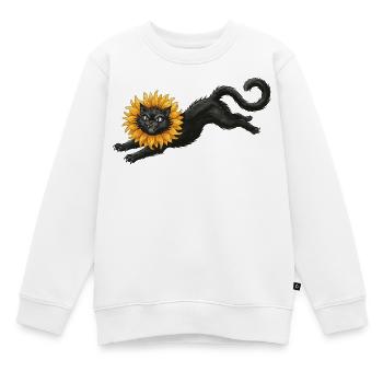 Chat noir à crinière de tournesol - Sweat Premium enfant bio - blanc - Devant - AI Model Kid Male (0cm)