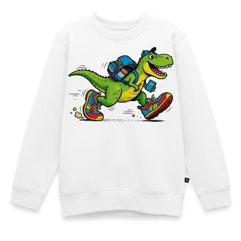 Dinosaurs on their way to school - Kids Premium Organic Sweatshirt - white - Front - AI Model Kid Male (0cm)
