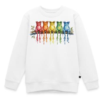 ünf bunte Frösche mit Retro-Brillen - Kinder Premium Organic Sweatshirt - Weiß - Vorne - AI Model Kid Male (0cm)