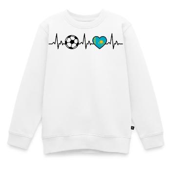 Kasachstan Fußball Herzschlag Kasachstan - Kinder Premium Organic Sweatshirt - Weiß - Vorne - AI Model Kid Male (0cm)