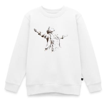 Silhouette bras écartés - Sweat Premium enfant bio - blanc - Devant - AI Model Kid Male (0cm)