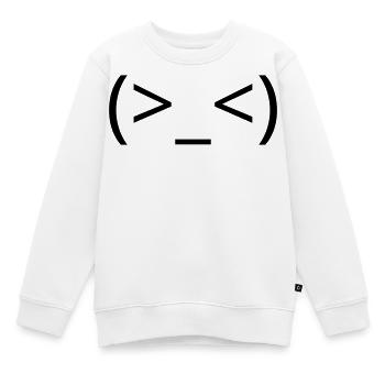 Émoticône (>_<) frustré argh Kaomoji - Sweat Premium enfant bio - blanc - Devant - AI Model Kid Male (0cm)
