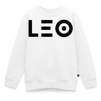 Vorname Leo - Kinder Premium Organic Sweatshirt - Weiß - Vorne - AI Model Kid Male (0cm)