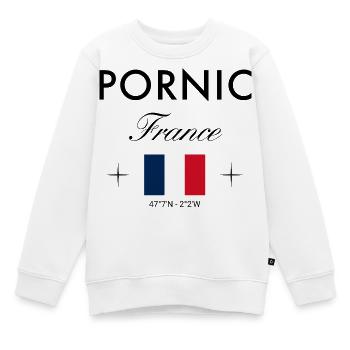 Pornic Frankreich Koordinaten Reise Souvenir - Kinder Premium Organic Sweatshirt - Weiß - Vorne - AI Model Kid Male (0cm)