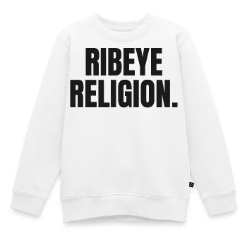 RELIGION DU RIBEYE | T-shirt Carnivore | Steak Lover - Sweat Premium enfant bio - blanc - Devant - AI Model Kid Male (0cm)