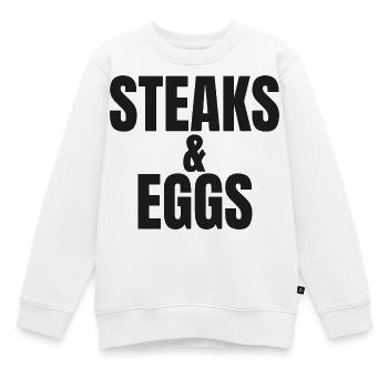 STEAK ET ŒUFS | T-shirt Carnivore | Petit-déjeuner de Ch - Sweat Premium enfant bio - blanc - Devant - AI Model Kid Male (0cm)