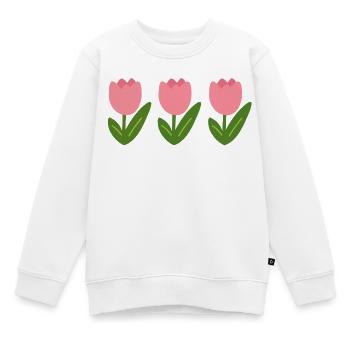 Drei rosa Tulpen im minimalistischen Stil - Kinder Premium Organic Sweatshirt - Weiß - Vorne - AI Model Kid Male (0cm)