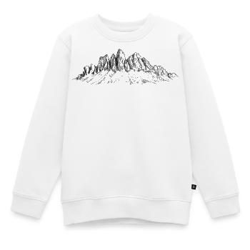 Geislerspitzen Silhouette | Dolomiten Gipfel  - Kinder Premium Organic Sweatshirt - Weiß - Vorne - AI Model Kid Male (0cm)