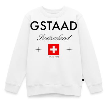 Gstaad Schweiz Koordinaten Reise Souvenir - Kinder Premium Organic Sweatshirt - Weiß - Vorne - AI Model Kid Male (0cm)
