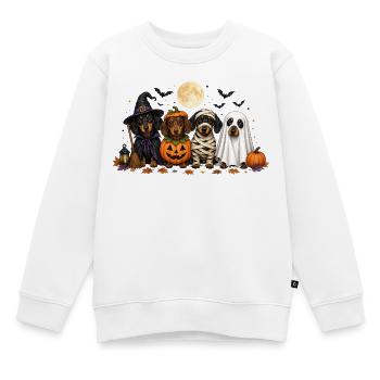 Halloween Teckel Sorcière Citrouille Momie Fantôme - Sweat Premium enfant bio - blanc - Devant - AI Model Kid Male (0cm)