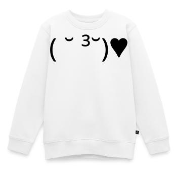 Émote de baiser ( ̆ ³ ̆) ♥ Cœur Kaomoji - Sweat Premium enfant bio - blanc - Devant - AI Model Kid Male (0cm)