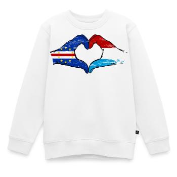 Mains du drapeau luxembourgeois du Cap-Vert utilisées - Sweat Premium enfant bio - blanc - Devant - AI Model Kid Male (0cm)