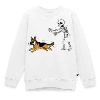 Halloween, Schäferhund, Skelett - Kinder Premium Organic Sweatshirt - Weiß - Vorne - AI Model Kid Male (0cm)