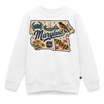 Maryland Vintage Staatsflagge & Krabbenaufkleber - Kinder Premium Organic Sweatshirt - Weiß - Vorne - AI Model Kid Male (0cm)