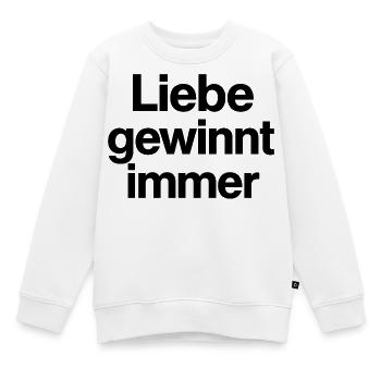 Liebe gewinnt immer Schriftzug Motiv CSD LGBTQ - Kinder Premium Organic Sweatshirt - Weiß - Vorne - AI Model Kid Male (0cm)