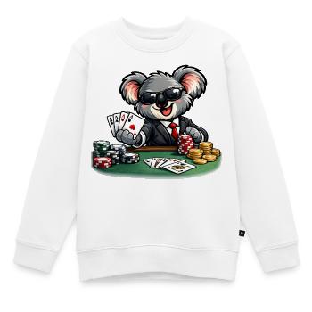 Cute koala playing poker - Kids Premium Organic Sweatshirt - white - Front - AI Model Kid Male (0cm)