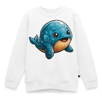 Kuscheliger Blauwal-Charakter - Kinder Premium Organic Sweatshirt - Weiß - Vorne - AI Model Kid Male (0cm)