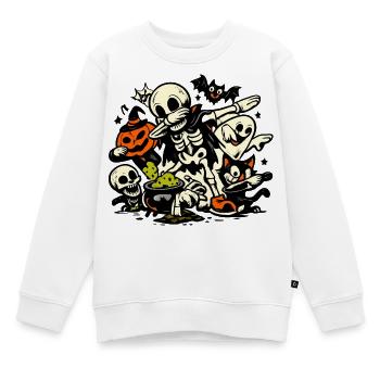 Skelett Kürbis Geist Halloween Party Kostüm - Kinder Premium Organic Sweatshirt - Weiß - Vorne - AI Model Kid Male (0cm)