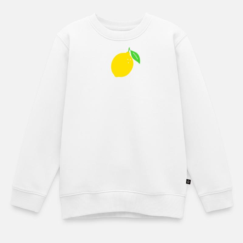 Citron Flat Print Design - Sweat Premium enfant bio - blanc
