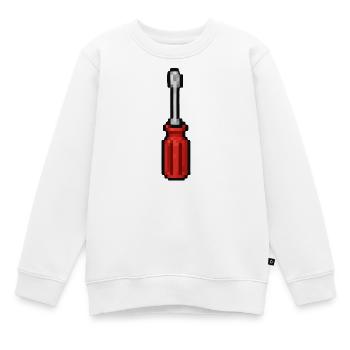 Tournevis Pixel Rouge - Sweat Premium enfant bio - blanc - Devant - AI Model Kid Male (0cm)
