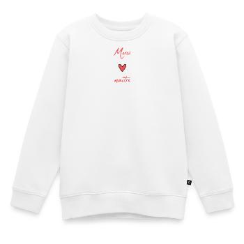 MAÎTRE. MAITRE. MERCI. MERCI MAÎTRE. MAITRE - Sweat Premium enfant bio - blanc - Devant - AI Model Kid Male (0cm)
