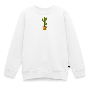 Grand cactus vert dans un pot de fleurs - Sweat Premium enfant bio - blanc - Devant - AI Model Kid Male (0cm)