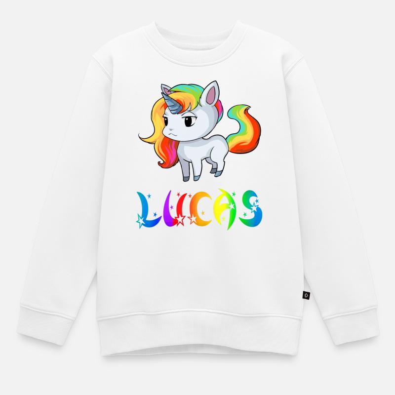 Einhorn Lucas - Sweat Premium enfant bio - blanc