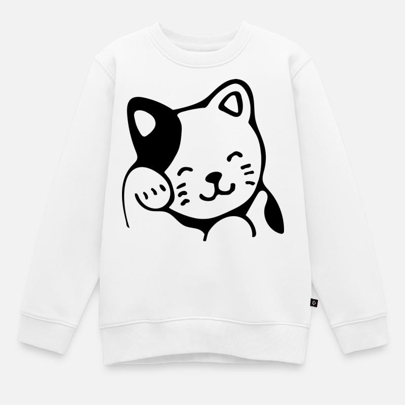 Chat - Sweat Premium enfant bio - blanc