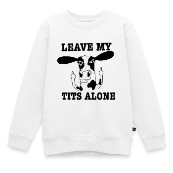 Vegan bien-être animal vache drôle doigt du milieu - Sweat Premium enfant bio - blanc - Devant - AI Model Kid Male (0cm)