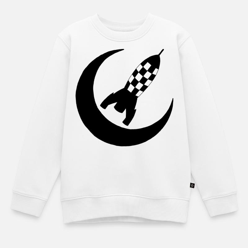 Fusée noire et demi-lune - Sweat Premium enfant bio - blanc
