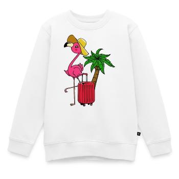 Verreisen Urlaub Ferien Flamingo Palmen Karibik - Kinder Premium Organic Sweatshirt - Weiß - Vorne - AI Model Kid Male (0cm)