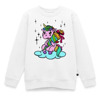 La licorne de l’école Début de l’école - Sweat Premium enfant bio - blanc - Devant - AI Model Kid Male (0cm)