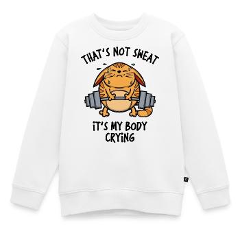Fitness Formation Statement Haltère long - Sweat Premium enfant bio - blanc - Devant - AI Model Kid Male (0cm)
