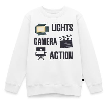 Producteur vidéo - Sweat Premium enfant bio - blanc - Devant - AI Model Kid Male (0cm)