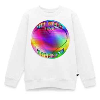 Regenbogen mit Herz und Toleranz ohne Mauer - Kinder Premium Organic Sweatshirt - Weiß - Vorne - AI Model Kid Male (0cm)