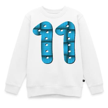 Numéro 11 - NUMÉRO ONZE - 11e anniversaire - Sweat Premium enfant bio - blanc - Devant - AI Model Kid Male (0cm)