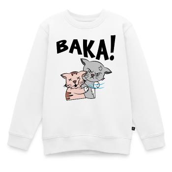 Baka Anime Manga Cartoon Cat Saying - Kids Premium Organic Sweatshirt - white - Front - AI Model Kid Male (0cm)