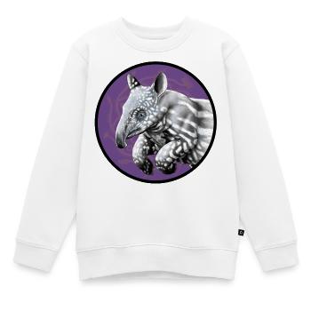 Tapir silhouette in violet circle - Kids Premium Organic Sweatshirt - white - Front - AI Model Kid Male (0cm)
