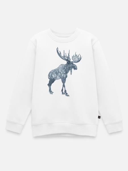 Elch Skulptur Schweden - Kinder Premium Organic Sweatshirt - Weiß