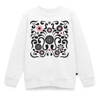 Festival des fleurs L Noir et Rose - Sweat Premium enfant bio - blanc - Devant - AI Model Kid Male (0cm)