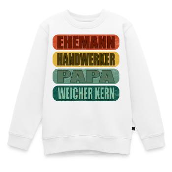 Geschenke zum Vatertag - PAPA - WEICHER KERN - Kinder Premium Organic Sweatshirt - Weiß - Vorne - AI Model Kid Male (0cm)
