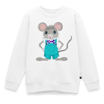 mignonne et élégante petite souris - Sweat Premium enfant bio - blanc - Devant - AI Model Kid Male (0cm)