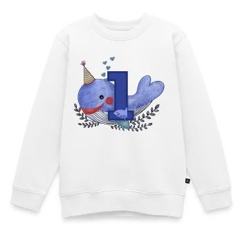 First Birthday Happy Birthday Little Whale - Kids Premium Organic Sweatshirt - white - Front - AI Model Kid Male (0cm)