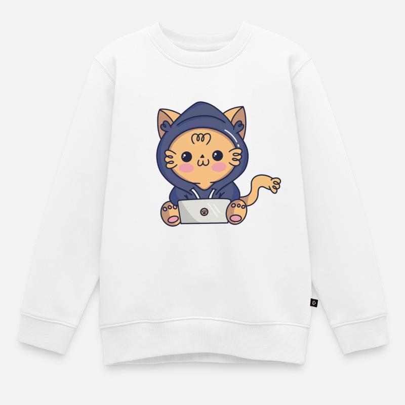 Cat-cker - Sweat Premium enfant bio - blanc