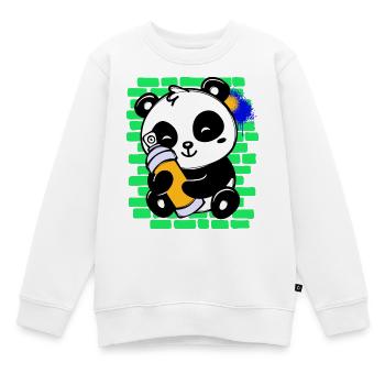 Graffiti Panda Dessin Illustration Bombe Aérosol - Sweat Premium enfant bio - blanc - Devant - AI Model Kid Male (0cm)