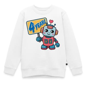 Four Years Little Robot Children's Birthday Party - Kids Premium Organic Sweatshirt - white - Front - AI Model Kid Male (0cm)
