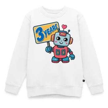 Three Years Little Robot Children's Birthday Party - Kids Premium Organic Sweatshirt - white - Front - AI Model Kid Male (0cm)