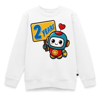 Two Year Little Robot Children's Birthday Party. Sweeter - Kids Premium Organic Sweatshirt - white - Front - AI Model Kid Male (0cm)