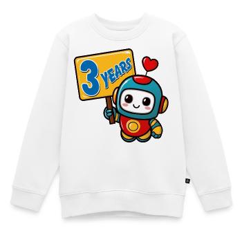 Three Years Little Robot Children's Birthday Party - Kids Premium Organic Sweatshirt - white - Front - AI Model Kid Male (0cm)